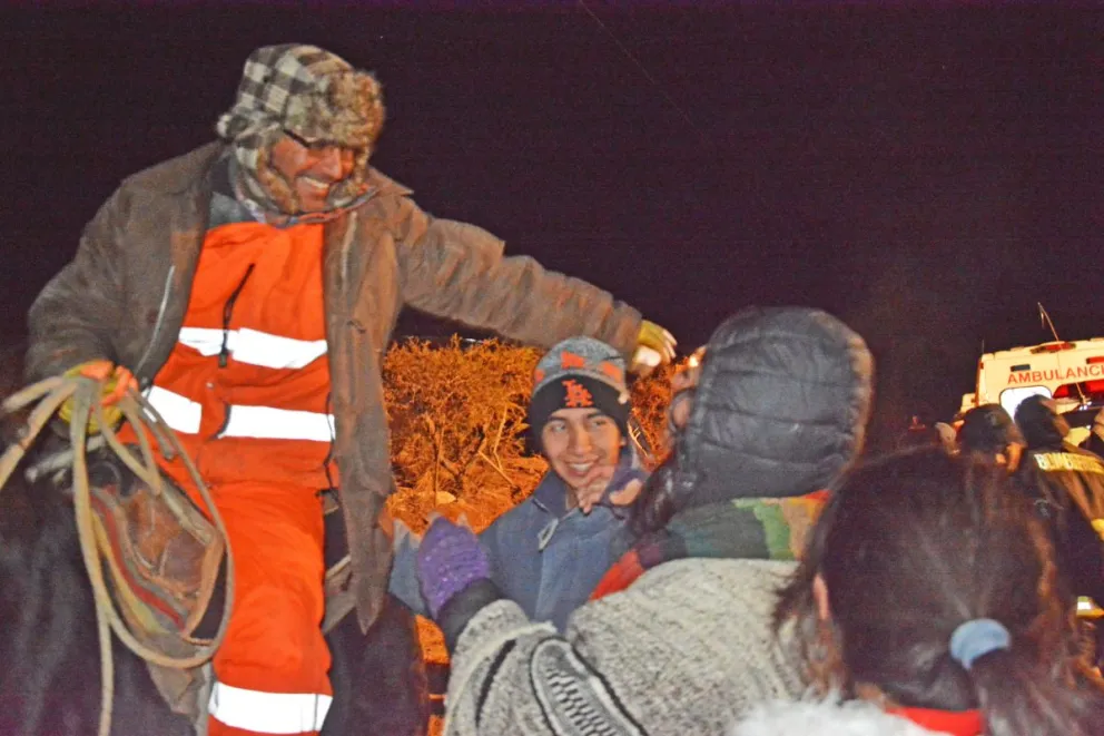 Felicidad había en los rostros  de  los arrieros que se reencontraron con sus familias.