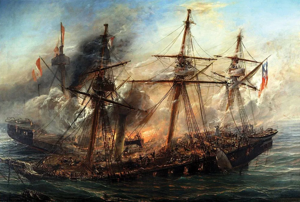 «Combate naval de Iquique», óleo de Thomas Somerscales.