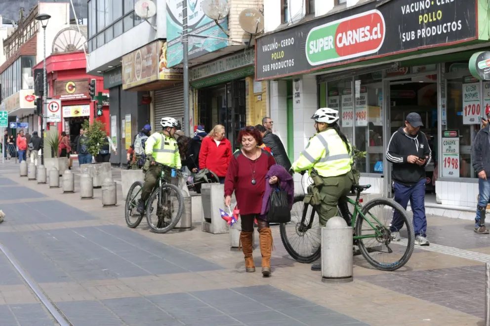Desde el municipio señalaron que aumentar la sensación de seguridad en la zona céntrica sigue siendo un desafío que están enfrentando en conjunto con el gremio del comercio. / CRISTIAN SILVA 