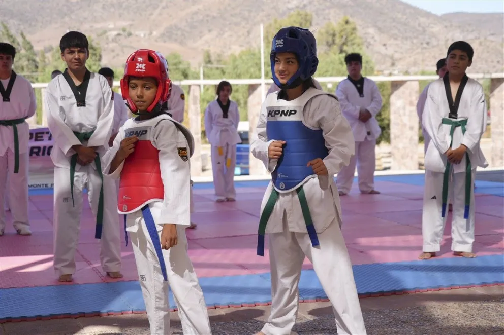 Niños y jóvenes de la Academia Municipal de Taekwondo de Monte Patria demostraron sus avances en una exhibición que marcó el cierre del proyecto financiado por el Gobierno Regional.