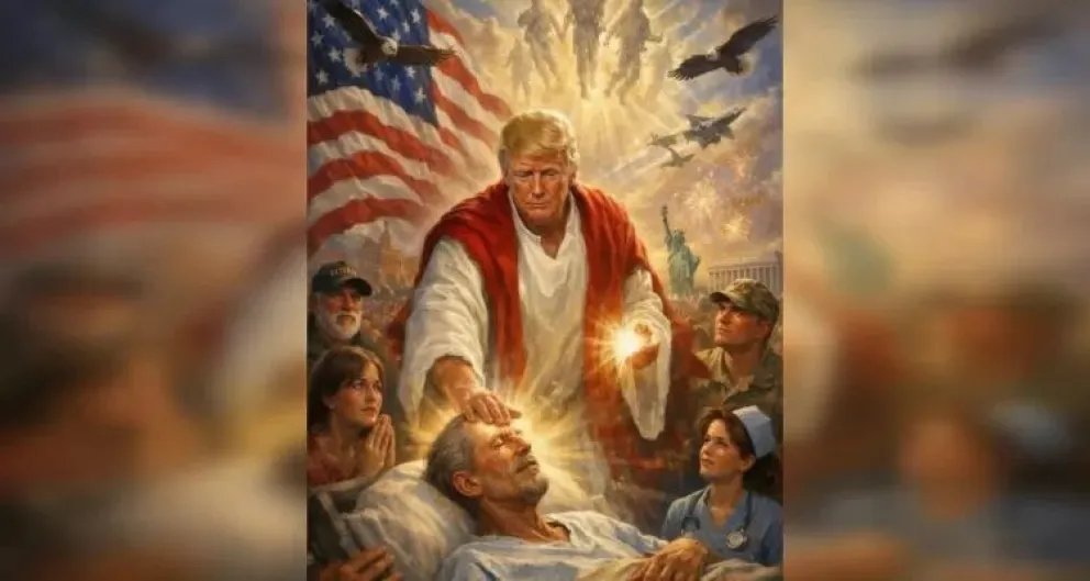 La ilustración, compartida en su red Truth Social, muestra Donald Trump con rasgos divinos. (Foto: Truth Social)