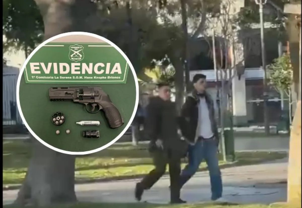 Detienen a joven de 18 años por porte de arma en Plaza de Armas de La Serena