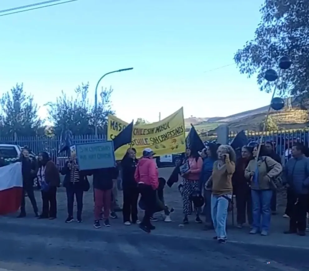 Protesta de agricultores en Flor del Valle por impacto de la mosca de la fruta. (Foto: Cedida)