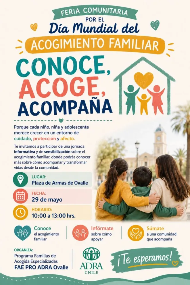 Bajo el lema “Conoce, acoge, acompaña”, la iniciativa busca acercar a la comunidad a esta importante labor, promoviendo una cultura basada en el cuidado, el afecto y la protección de la infancia. (Foto: Cedida)