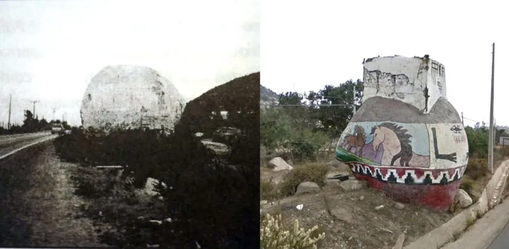A la izquierda una imagen de la roca de mediados del siglo XX y, a la derecha, cómo se encuentra en la actualidad la llamada “Piedra del Tope”. (Foto: El Día)