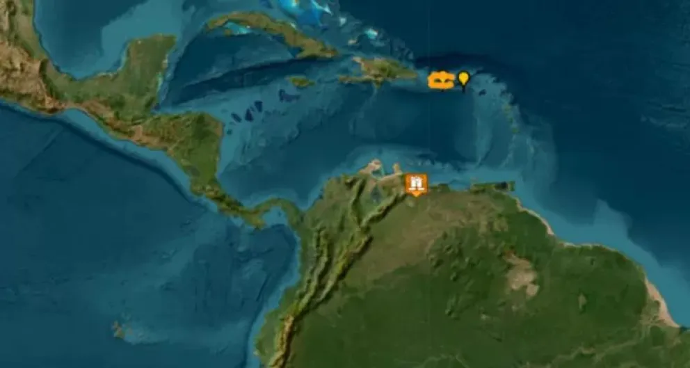 (Foto: Captura de pantalla del Servicio Nacional de Meteorología de EE.UU / Radio Bio Bio)
