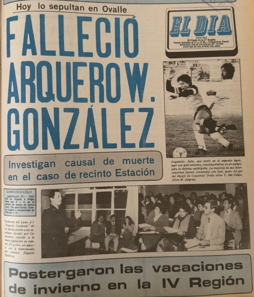 En su edición de la época, Diario El Día retrató cómo miles de personas se volcaron a las calles para darle el último adiós a uno de los grandes referentes deportivos de la ciudad.