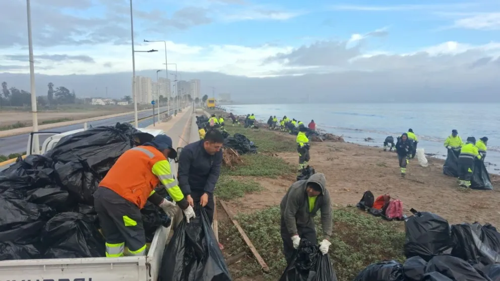 Los pescadores artesanales y macheros de Peñuelas han trabajado arduamente limpiando la costa, que quedó llena de residuos y desperdicios acarreados por el río Elqui durante el temporal del julio. (Foto: Cedida)