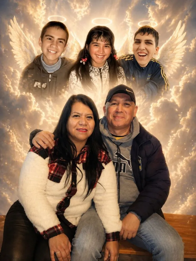 Alex y Beatriz indican que está fotografía representa lo que son como familia: hoy juntos como pareja y sus tres ángeles que los cuidan. (Foto: Familia Jiles Bustamante)