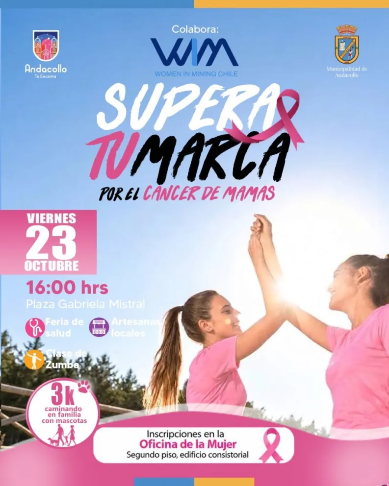  “Porque prevenir es cuidarnos” Andacollo invita a la comunidad regional a sumarse a una jornada que busca hacer del deporte y crear conciencia sobre el cáncer de mama.