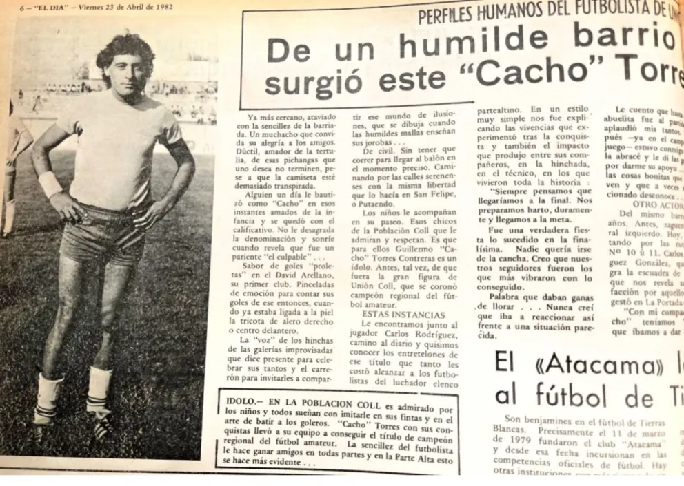 Abril de 1982. La imagen de Guillermo Torres, retratada en El Día. Siempre fue un ídolo para los seguidores de Unión Coll de la época. (Foto: Archivo El Día)