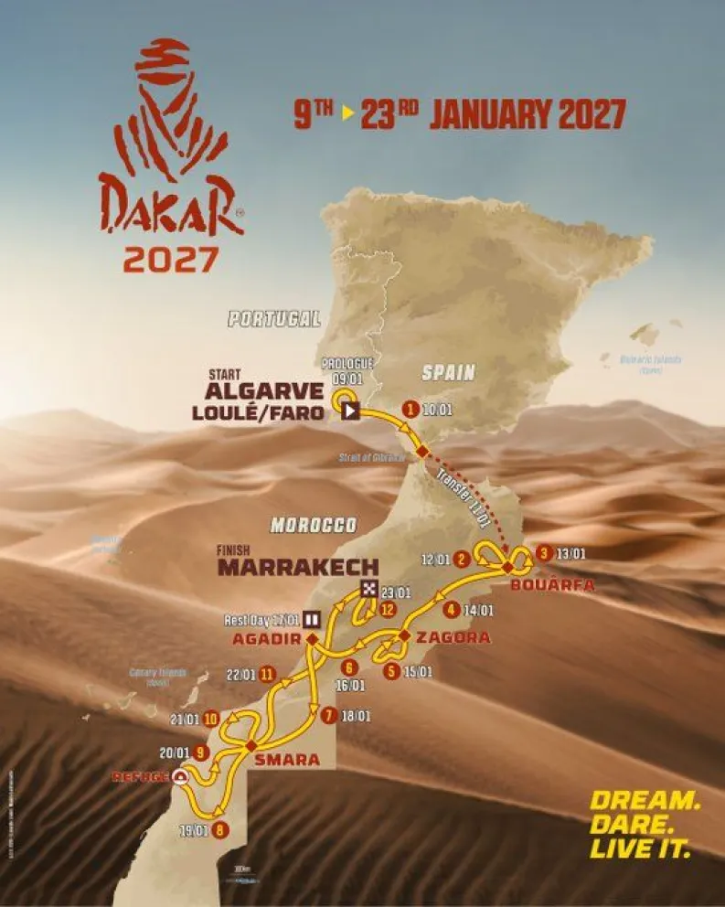 El Rally Dakar 2027, se disputará en Portugal y Marruecos desde el 9 al 23 de enero. (Foto: Cedida)